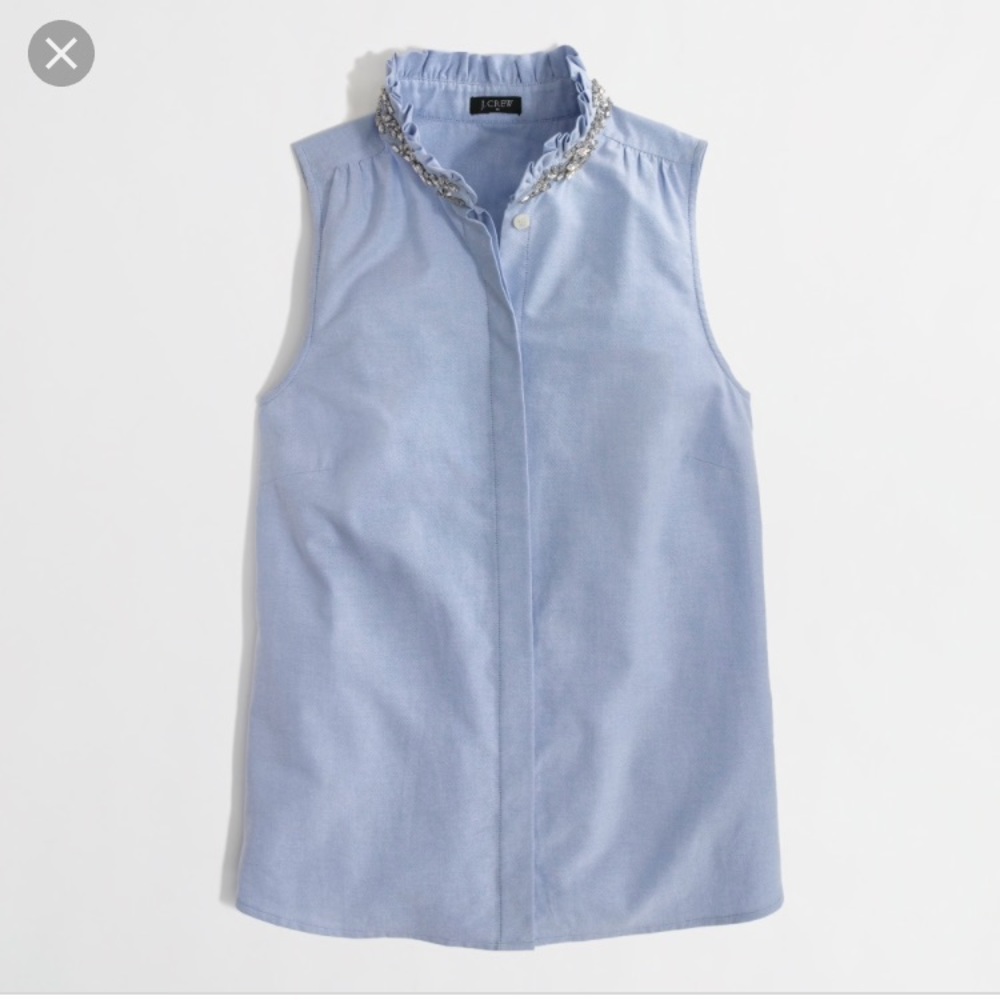 J. Crew Jeweled Collar Oxford Shell
